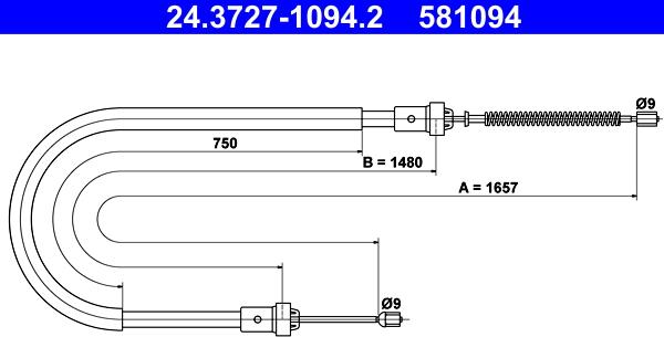 ATE 24.3727-1094.2 - Трос, стояночная тормозная система autodif.ru