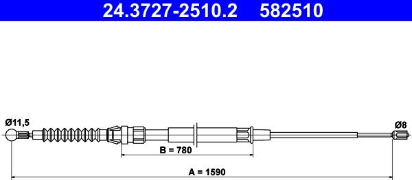 ATE 24.3727-2510.2 - Тросик, cтояночный тормоз autodif.ru