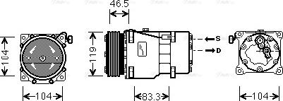Ava Quality Cooling CNAK201 - AVA CNAK201_компрессор кондиционера!- Peugeot 307 2.0 Hdi 00> autodif.ru