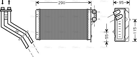 Ava Quality Cooling RT 6227 - Радиатор отопителя салона RENAULT GRAND SCENIC 04-, MEGANE 97-99, SCENIC I 99-03, autodif.ru