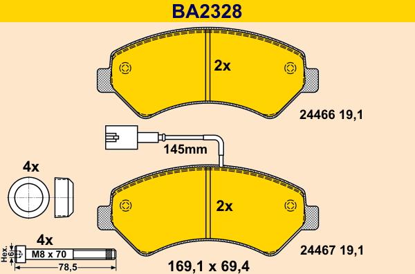 Barum BA2328 - Тормозные колодки, дисковые, комплект autodif.ru