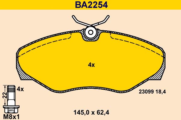 Barum BA2254 - Тормозные колодки, дисковые, комплект autodif.ru