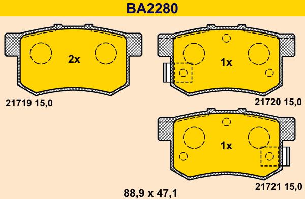 Barum BA2280 - Тормозные колодки, дисковые, комплект autodif.ru