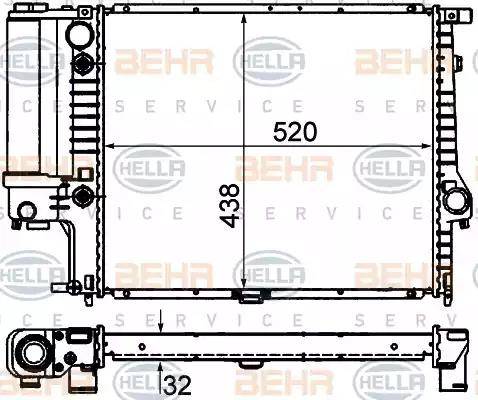 BEHR HELLA Service 8MK 376 713-104 - Радиатор, охлаждение двигателя autodif.ru