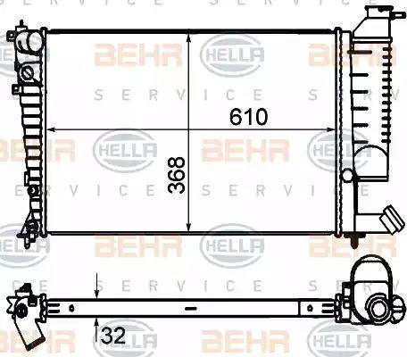 BEHR HELLA Service 8MK 376 735-291 - Радиатор, охлаждение двигателя autodif.ru