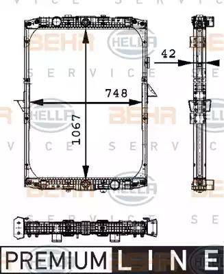 BEHR HELLA Service 8MK 376 721-541 - Радиатор, охлаждение двигателя autodif.ru