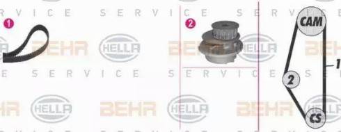 BEHR HELLA Service 8MP 376 804-831 - Водяной насос + комплект зубчатого ремня ГРМ autodif.ru