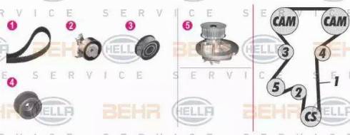 BEHR HELLA Service 8MP 376 803-861 - Водяной насос + комплект зубчатого ремня ГРМ autodif.ru