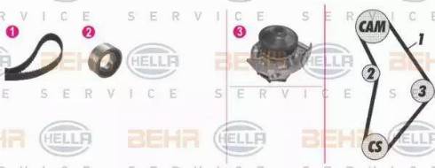 BEHR HELLA Service 8MP 376 815-811 - Водяной насос + комплект зубчатого ремня ГРМ autodif.ru