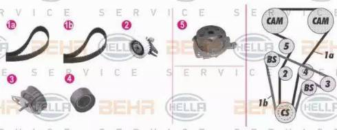 BEHR HELLA Service 8MP 376 813-801 - Водяной насос + комплект зубчатого ремня ГРМ autodif.ru