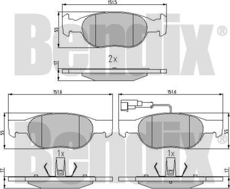 BENDIX 510259 - Тормозные колодки, дисковые, комплект autodif.ru