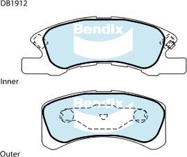 Bendix-AU DB1912 GCT - Тормозные колодки, дисковые, комплект autodif.ru