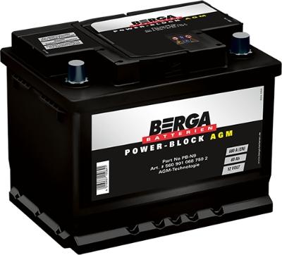 BERGA 5609010687502 - Стартерная аккумуляторная батарея, АКБ autodif.ru
