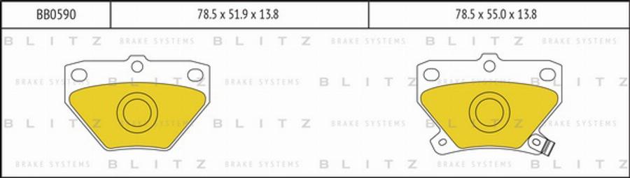 Blitz BB0590 - Тормозные колодки, дисковые, комплект autodif.ru