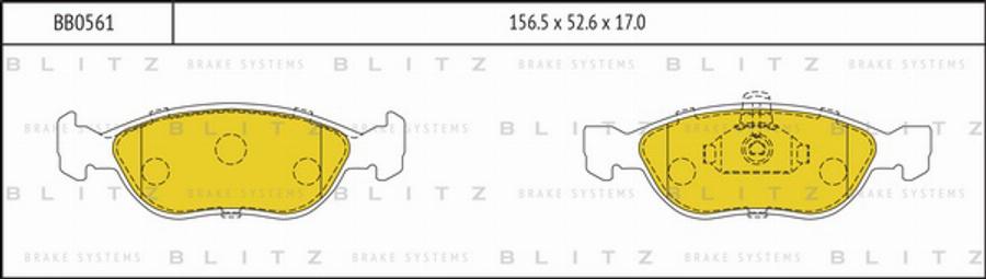 Blitz BB0561 - Тормозные колодки, дисковые, комплект autodif.ru