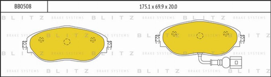 Blitz BB0508 - Тормозные колодки, дисковые, комплект autodif.ru