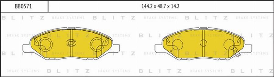 Blitz BB0571 - Тормозные колодки, дисковые, комплект autodif.ru