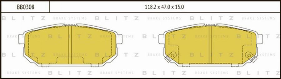 Blitz BB0308 - Колодки тормозные дисковые | Зад | autodif.ru