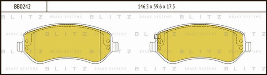 Blitz BB0242 - Тормозные колодки, дисковые, комплект autodif.ru