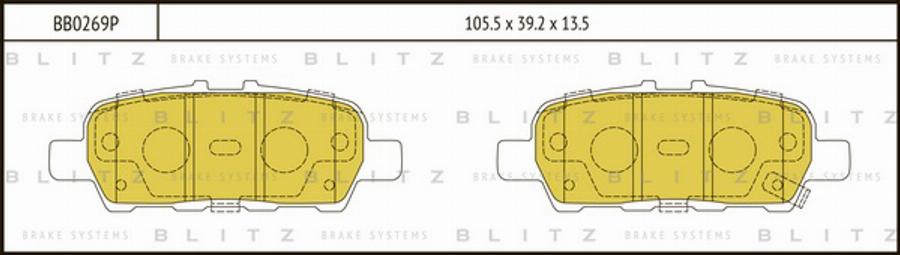 Blitz BB0269P - Тормозные колодки, дисковые, комплект autodif.ru