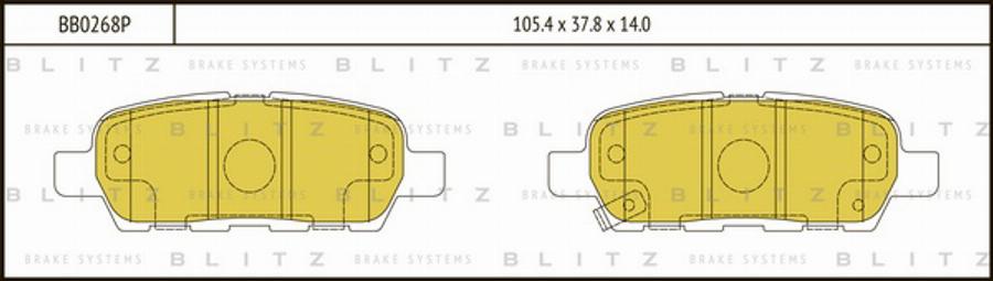 Blitz BB0268P - Тормозные колодки, дисковые, комплект autodif.ru