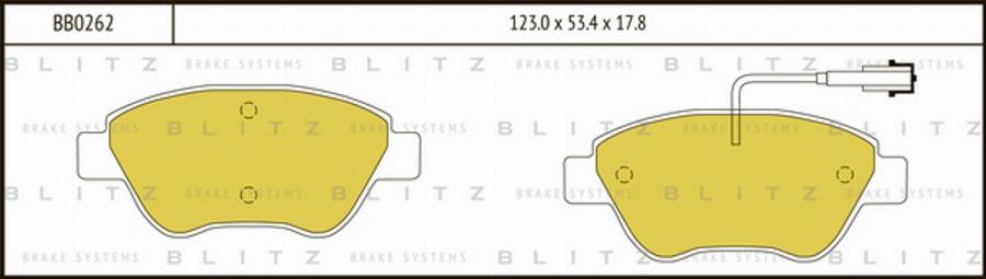 Blitz BB0262 - Тормозные колодки, дисковые, комплект autodif.ru