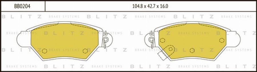 Blitz BB0204 - колодки дисковые задние!\ Opel Astra 1.2i-2.0Di 98-01/Zafira 1.8i/2.0Di 99-00 autodif.ru
