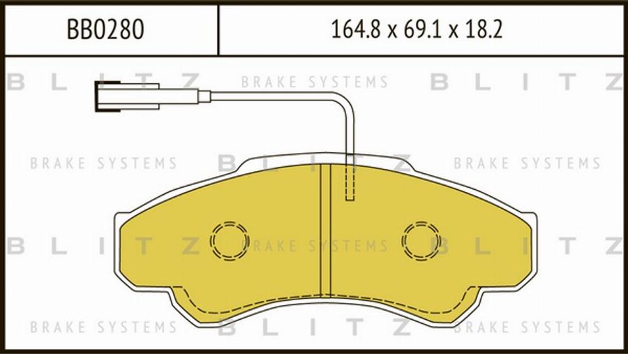 Blitz BB0280 - Тормозные колодки, дисковые, комплект autodif.ru