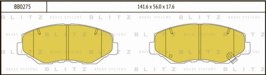 Blitz BB0275 - Тормозные колодки, дисковые, комплект autodif.ru