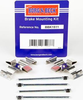 Borg & Beck BBK1511 - Комплектующие для колодок дискового тормоза autodif.ru