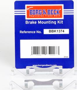 Borg & Beck BBK1374 - Комплектующие для колодок дискового тормоза autodif.ru