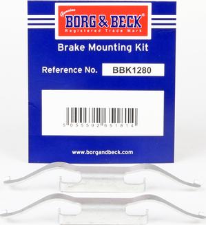 Borg & Beck BBK1280 - Комплектующие для колодок дискового тормоза autodif.ru