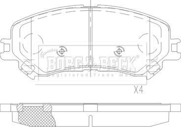 Borg & Beck BBP2596 - Тормозные колодки, дисковые, комплект autodif.ru