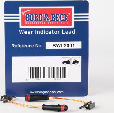 Borg & Beck BWL3001 - Сигнализатор, износ тормозных колодок autodif.ru