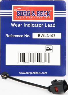 Borg & Beck BWL3107 - Сигнализатор, износ тормозных колодок autodif.ru