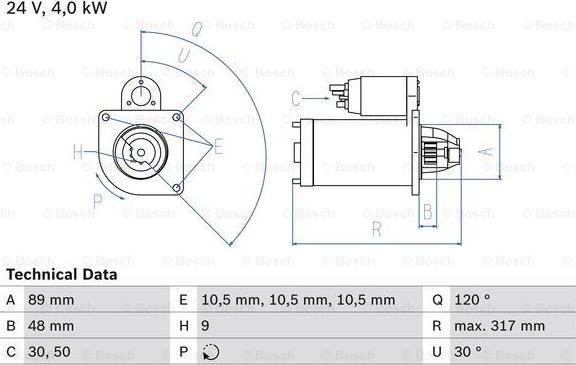 BOSCH 0 986 017 990 - Стартер autodif.ru