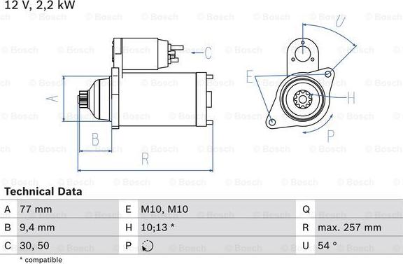 BOSCH 0 986 017 611 - Стартер autodif.ru