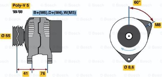 BOSCH 0 986 036 701 - Генератор autodif.ru