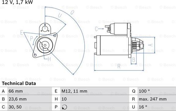 BOSCH 0 986 024 030 - Стартер autodif.ru