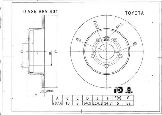 BOSCH 0 986 AB5 401 - Тормозной диск autodif.ru