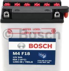 BOSCH 0 092 M4F 180 - Аккумуляторная батарея евро 5Ah 40A 121-61-131 moto autodif.ru