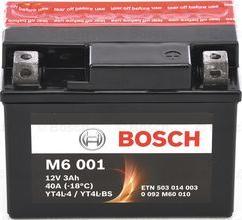BOSCH 0 092 M60 010 - Аккумуляторная батарея евро 3Ah 30A 114-71-86 YT4L-BS moto autodif.ru
