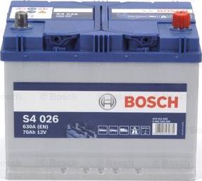 BOSCH 0 092 S40 260 - Аккумулятор S4 12V 70Ah 630A 261х175х220 Полярность 0 Клеммы 1 Крепление B01 0092S40260 Bosch autodif.ru