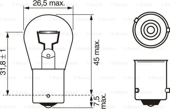 BOSCH 1 987 302 812 - Лампа накаливания сигнальная PY21W BAU15s ECO 12V 21W картон 10шт цена за 1шт autodif.ru