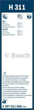 BOSCH 3 397 011 666 - Щетка стеклоочистителя 300мм задняя OPEL Astra J (09-)Rear BOSCH 3397011666 autodif.ru