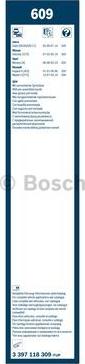 BOSCH 3 397 118 309 - Щетки стеклоочистителя Bosch Twin 609 600мм/600мм Крючок с форсунками autodif.ru
