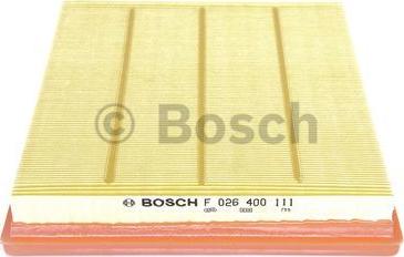 BOSCH F 026 400 111 - Воздушный фильтр, двигатель autodif.ru