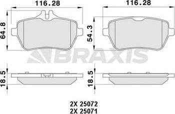 Braxis AA0453 - Тормозные колодки, дисковые, комплект autodif.ru