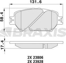 Braxis AA0483 - Тормозные колодки, дисковые, комплект autodif.ru