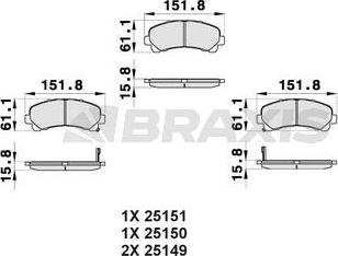 Braxis AB0400 - Тормозные колодки, дисковые, комплект autodif.ru